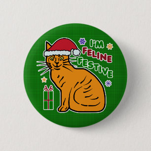 Lustige Weihnachtskatzen-katzenartiges festliches Button