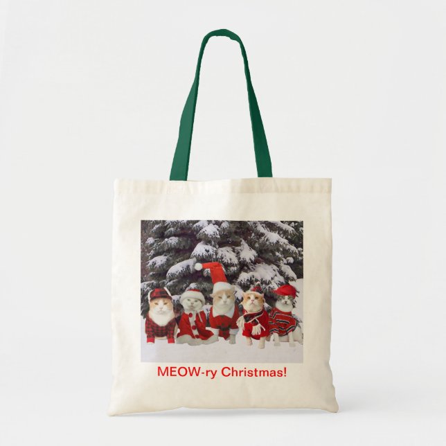 Lustige Weihnachtskatzen Tragetasche (Vorne)