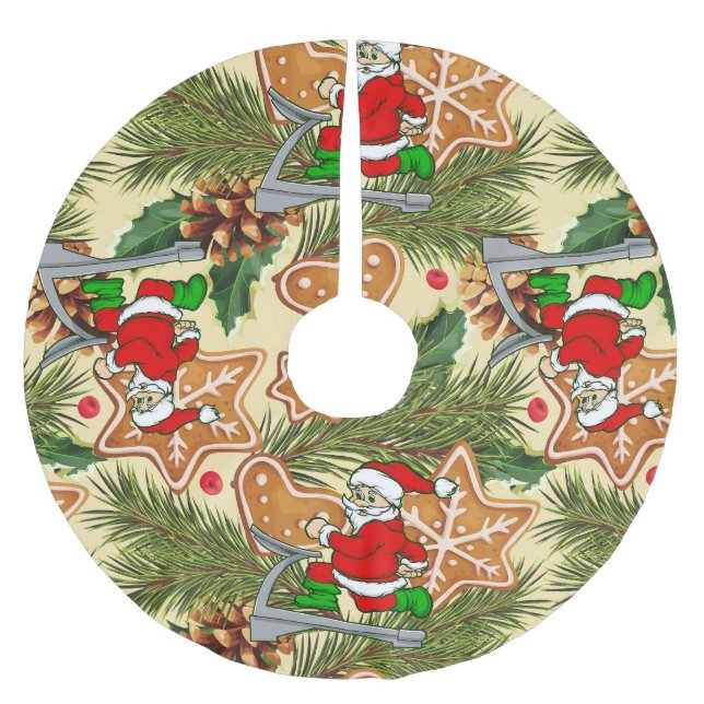 lustige Weihnachtskekse Polyester Weihnachtsbaumdecke (Vorderseite)