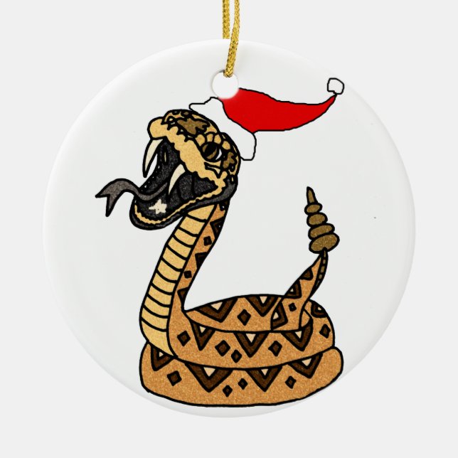 Lustige Weihnachtsklapperschlange Keramikornament (Vorne)