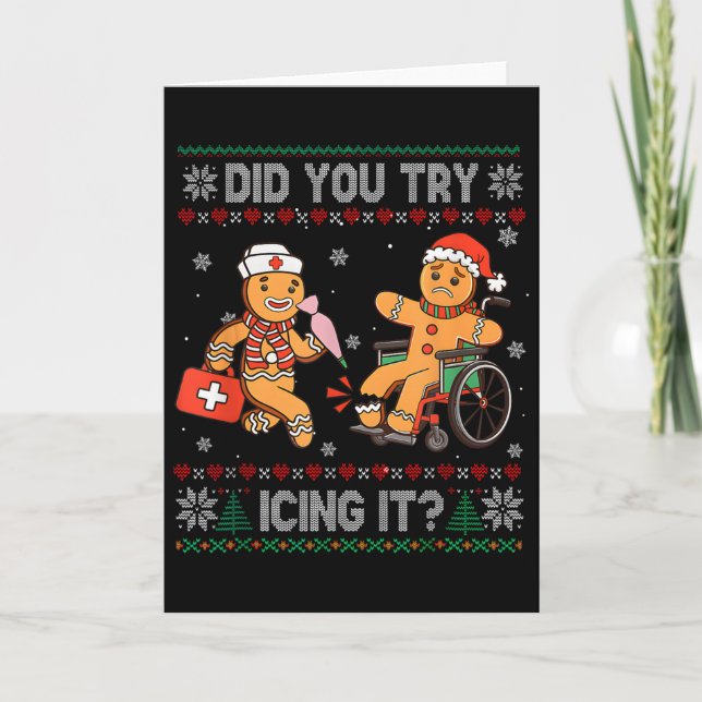 Lustige Weihnachtskrankenschwester Hast du versuch Karte (Vorderseite)