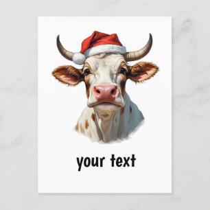 lustige Weihnachtskuh mit Ihrem Text Postkarte