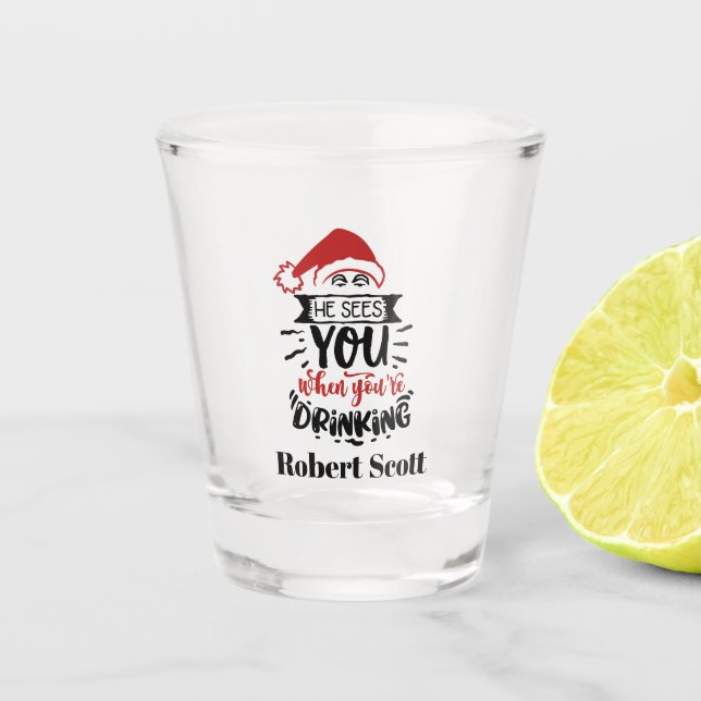 lustige Weihnachtskunst Schnapsglas (Vorderseite)