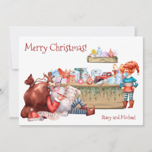 Lustige Weihnachtsliste Santa Workshop Covid 2021 Feiertagskarte
