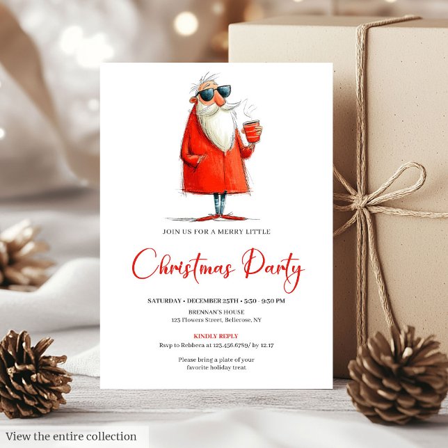 Lustige Weihnachtsmann benutzerdefinierte Feiertag Einladung (Funny Santa Custom Holiday Cocktail Invitation)