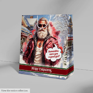 Lustige Weihnachtsmann-Geschenktüten im Feiertagss Mittlere Geschenktüte