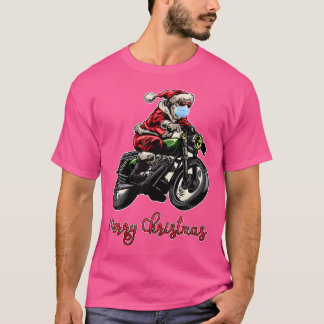 Lustige Weihnachtsmann-Gesichtsmaske Motorräder Qu T-Shirt