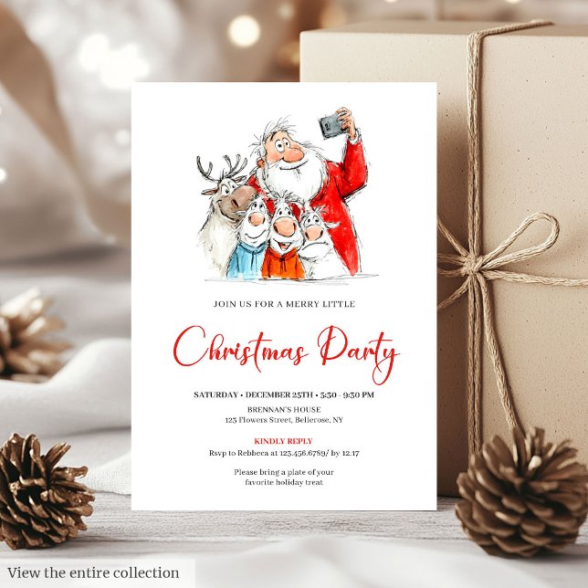 Lustige Weihnachtsmann-Minimal-Weihnachtsfeier-Ein Einladung (Funny Santa Claus Minimal Christmas Party Invite)
