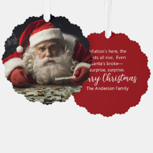 Lustige Weihnachtsmann-Ornamentkarte mit Inflation Ornament Karte