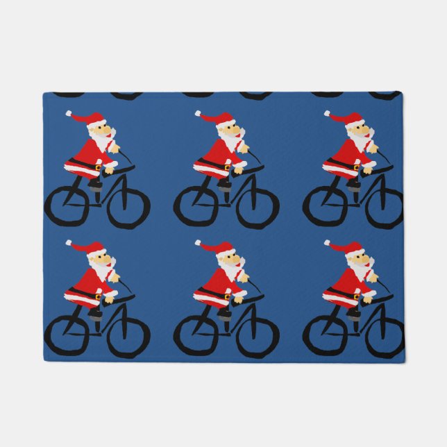 Lustige Weihnachtsmann-Reitfahrrad-Kunst Fußmatte (Vorderseite)