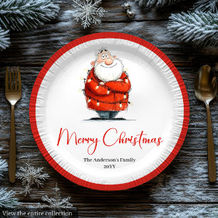 Lustige Weihnachtsmann Rot Weiße Weihnachtsfeier T Pappteller