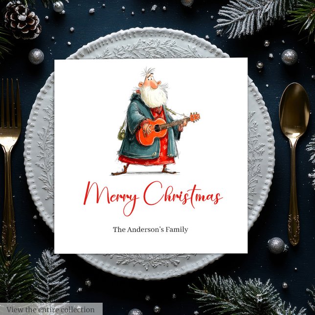 Lustige Weihnachtsmann-Wasserfarbe-Weihnachtsservi Serviette (Funny Santa Claus Watercolor Christmas Napkins)
