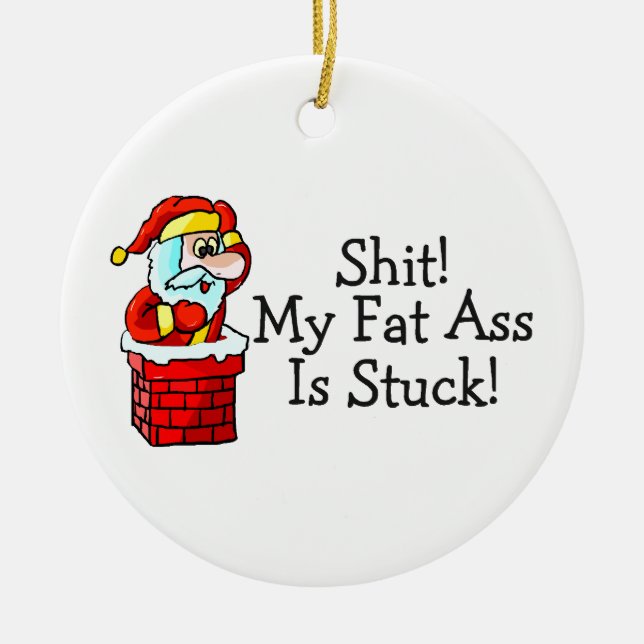 Lustige Weihnachtsmann-Weihnachtsverzierung Keramik Ornament (Vorne)