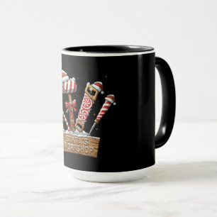 Lustige Weihnachtsmann-Werkstatt-Lutscher-Handwerk Tasse