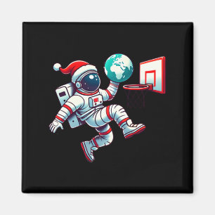 Lustige Weihnachtsmannmütze Astronaut Dunking Erde Magnet