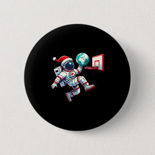 Lustige Weihnachtsmannmütze Astronaut Earth Dunkin Button