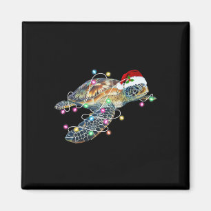 Lustige Weihnachtsmannmütze Meeresschildkröte Weih Magnet