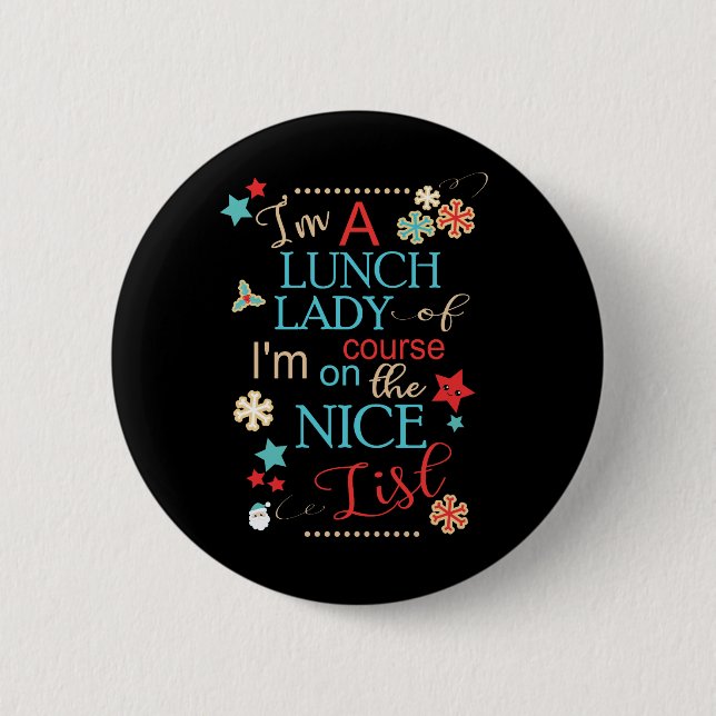 Lustige Weihnachtsmittagessen-Dame Gift I sind- Button (Vorderseite)