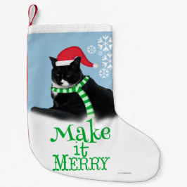 Lustige WeihnachtsSmokings-Katze Kleiner Weihnachtsstrumpf