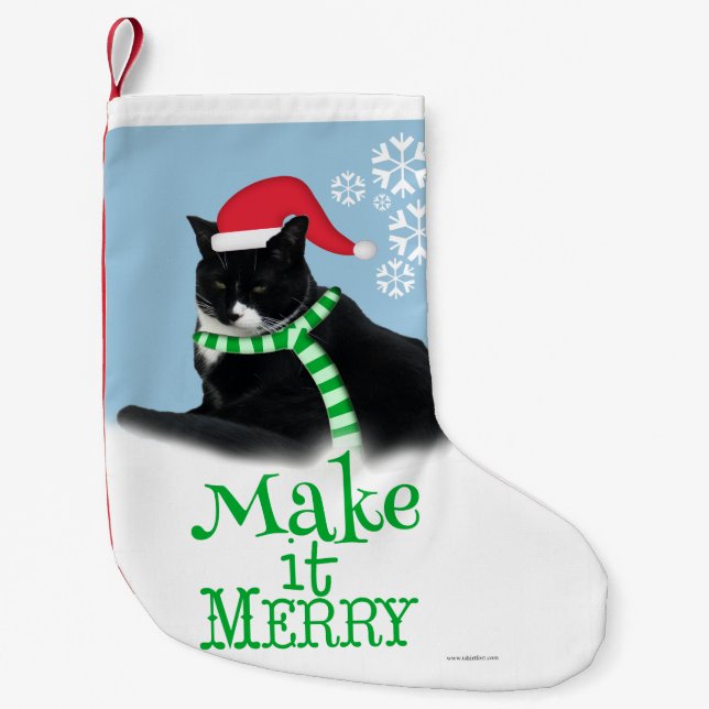 Lustige WeihnachtsSmokings-Katze Kleiner Weihnachtsstrumpf (Vorderseite)