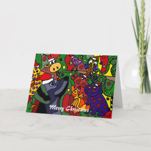 Lustige Weihnachtstier-abstrakte Kunst-Vorlage Feiertagskarte