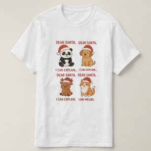 „Lustige Weihnachtstiere mit Weihnachtsmannmützen T-Shirt