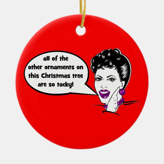 lustige Weihnachtsverzierung Keramik Ornament (Vorne)