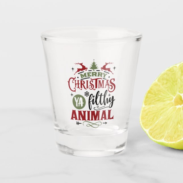 lustige Weihnachtswortkunst Schnapsglas (Vorderseite)