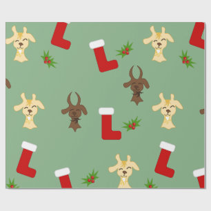 Lustige Weihnachtsziegen mit Strümpfen und Mistelz Geschenkpapier