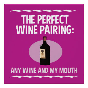 Lustige Wein-Paarung: Irgendein Wein und mein Mund Poster