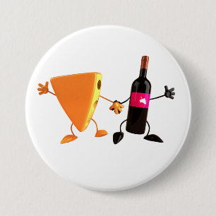Lustige Wein- und Käseparty Button