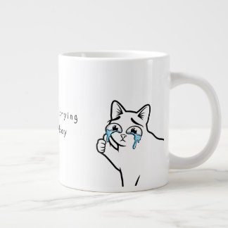 Lustige weinende Katzen-Meme-Tasse | Ich weine nic Jumbo-Tasse
