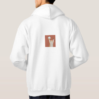 Lustige weiße Katze "Prost" Rückendruck Kapuzenpul Hoodie