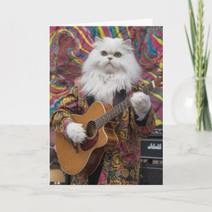 Lustige weiße Perserkatze Rocker Karte
