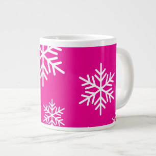 Lustige weiße Schneeflocken Pfefferminz-Rosa Hinte Jumbo-Tasse
