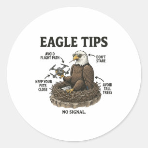 Lustige Weißkopfseeadler-Tipps Natur Überleben Hum Runder Aufkleber