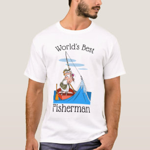 Lustige Weltweit Bester Angler Cartoon T-Shirt