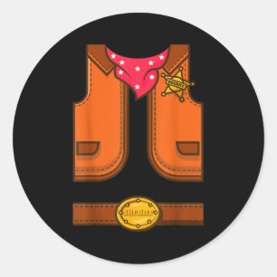 Lustige Western-Sheriff-Halloween-Cowboy-Weste ein Runder Aufkleber