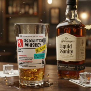 Lustige Whisky-Verschreibung Warnschild Glas
