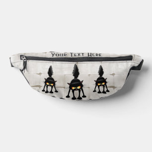 Lustige wilde schwarze Katze Cartoon  Bauchtasche