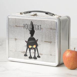 Lustige wilde schwarze Katze Cartoon  Metall Brotdose