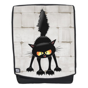 Lustige wilde schwarze Katze Cartoon  Rucksack