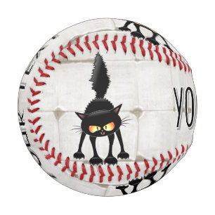 Lustige wilde schwarze Katzen-Cartoon Baseball