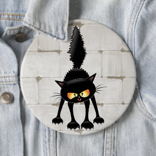 Lustige wilde schwarze Katzen-Cartoon  Button