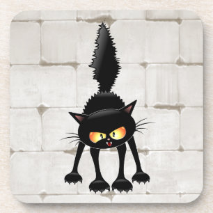 Lustige wilde schwarze Katzen-Cartoon  Getränkeuntersetzer