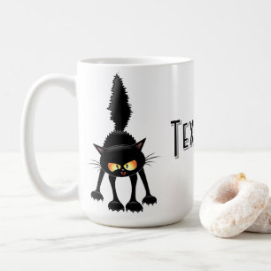 Lustige wilde schwarze Katzen-Cartoon  Kaffeetasse