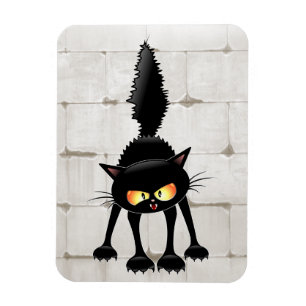 Lustige wilde schwarze Katzen-Cartoon Magnet