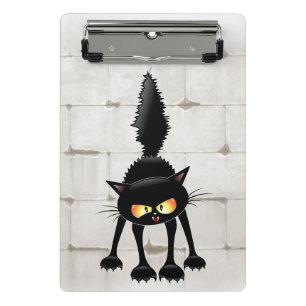 Lustige wilde schwarze Katzen-Cartoon Mini Klemmbrett