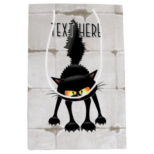 Lustige wilde schwarze Katzen-Cartoon Mittlere Geschenktüte