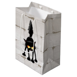Lustige wilde schwarze Katzen-Cartoon Mittlere Geschenktüte